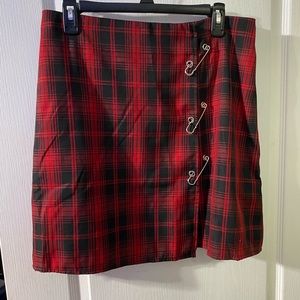 Disturbia Tartan Mini Skirt With Safety Pins